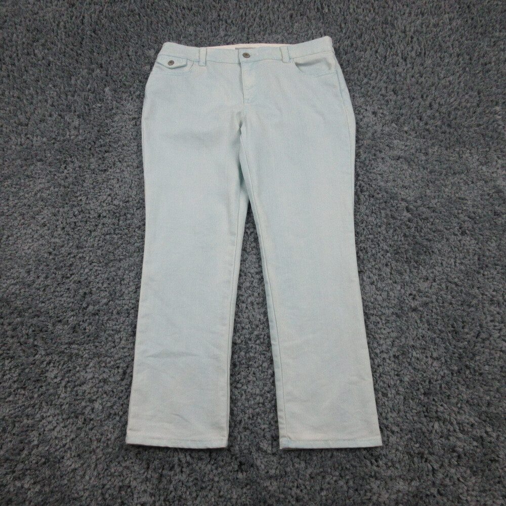 Chicos Jeans Womens 1.5 Light Blue Platinum Denim Flap Pockets Crop 33x27*